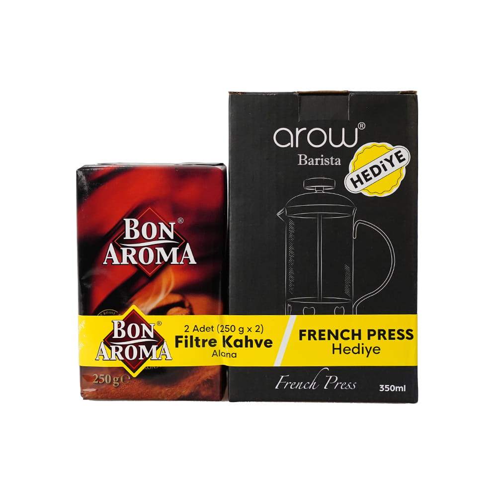 Bon Aroma Filtre Kahve 2 Adet 250 gr (French Press Hediyeli) ürünü